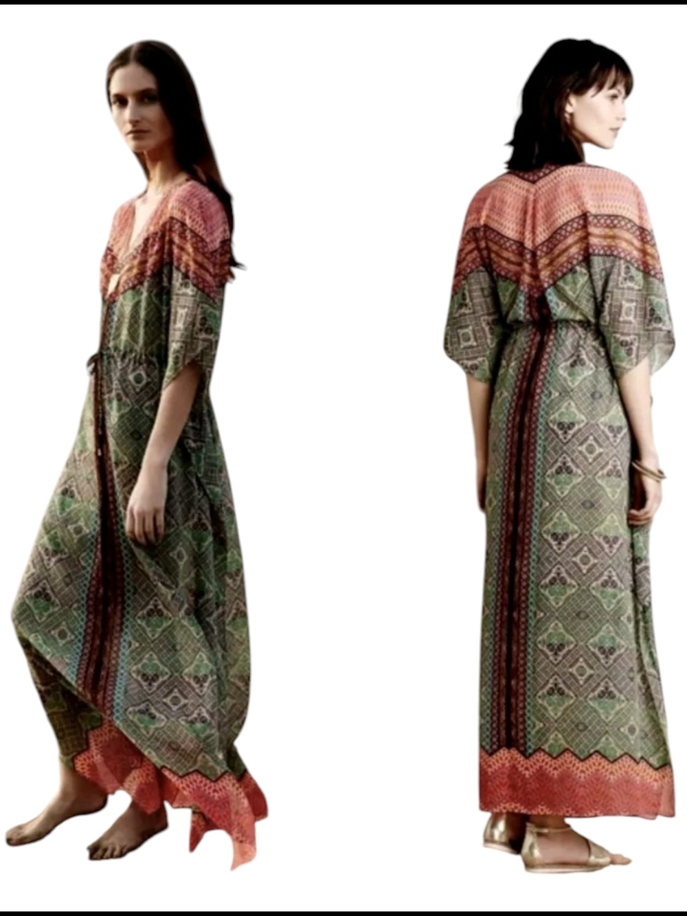 Vanessa Virginia Anthropologie Oversized Chaka Geometric Kaftan Maxi Coverup